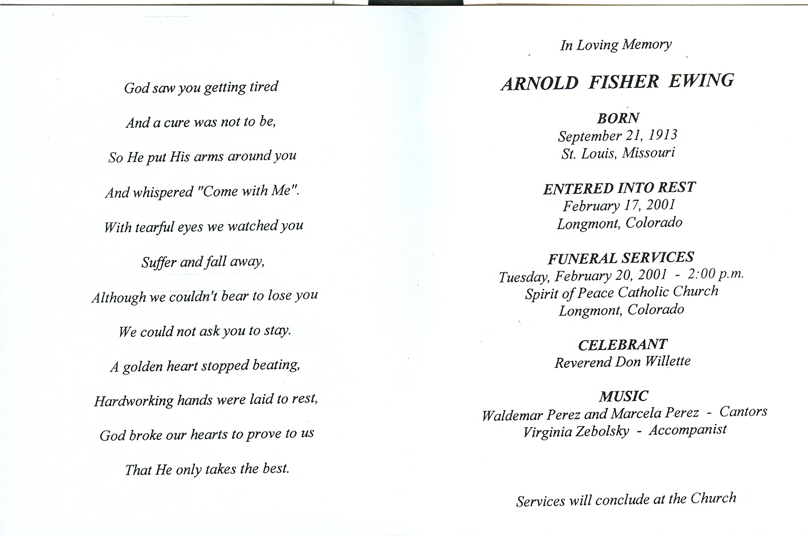 Memory card Arnold Ewing